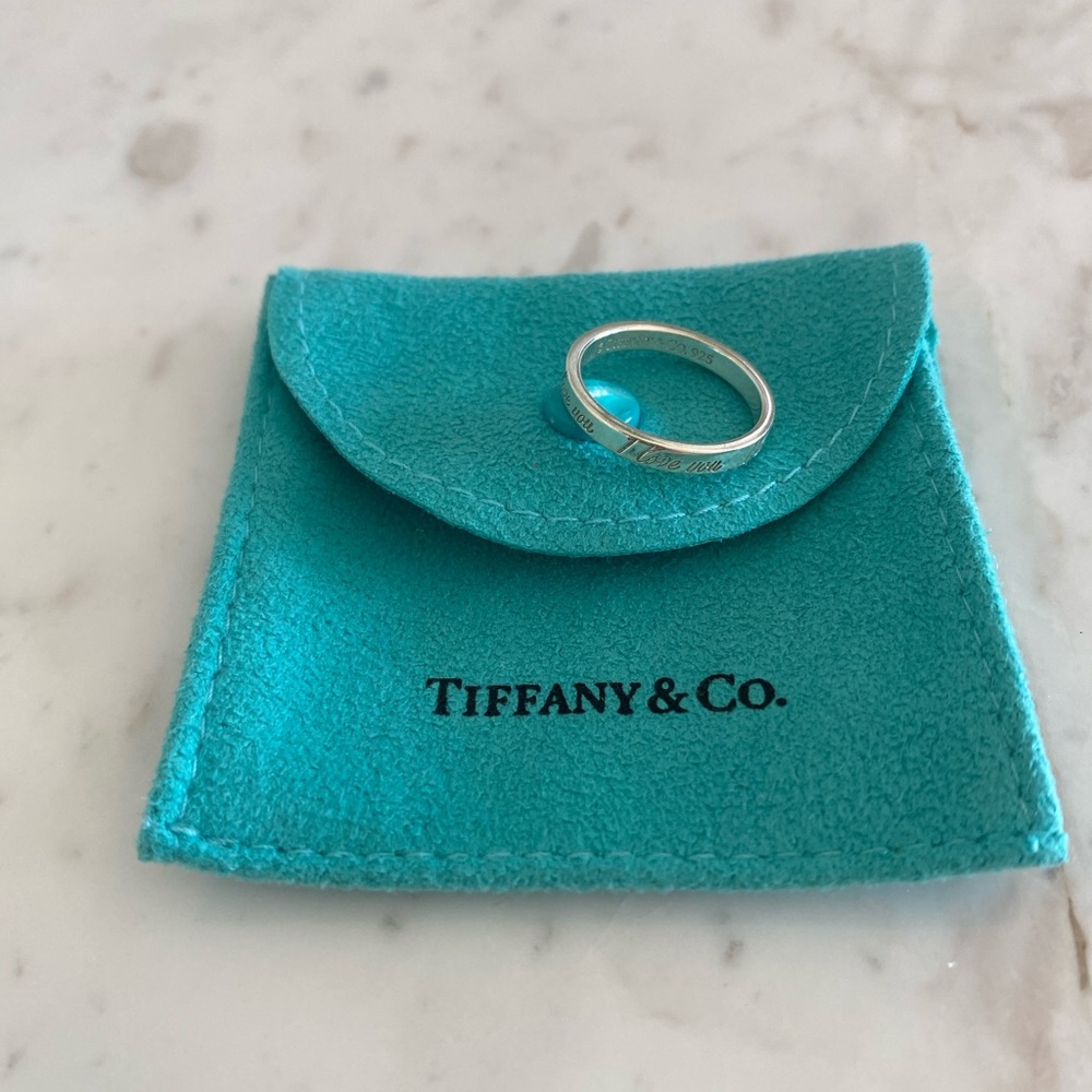 Tiffany & Co. Silver "I Love You" Notes Band Ring